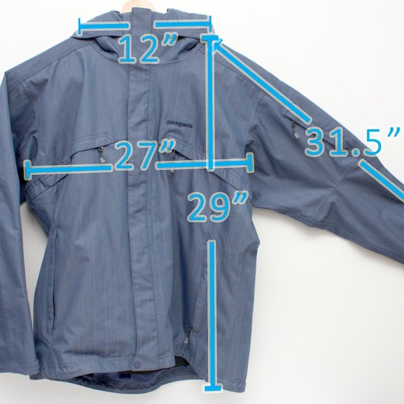 Patagonia Men's Outdoor Rain Jacket Large Blue Mesh Lined with Removable Hood - Picture 4 of 9